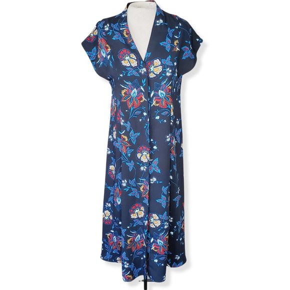 H&M Navy Floral Cottagecore Maxi Shirt Dress - Picture 3 of 9